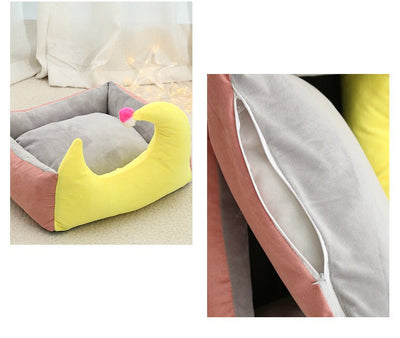 Moon Pet Nest – Cozy Suede & Crystal Velvet Bed for Cats & Small Dogs - 0