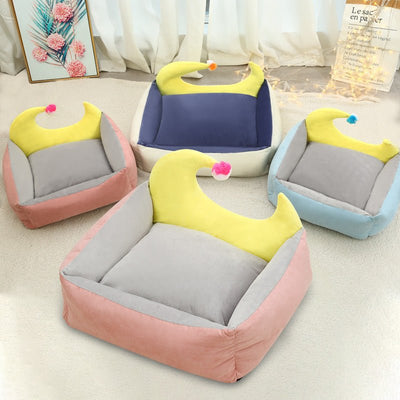 Moon Pet Nest – Cozy Suede & Crystal Velvet Bed for Cats & Small Dogs - 0