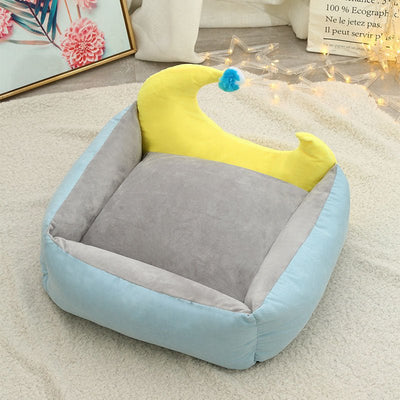 Moon Pet Nest – Cozy Suede & Crystal Velvet Bed for Cats & Small Dogs - 0