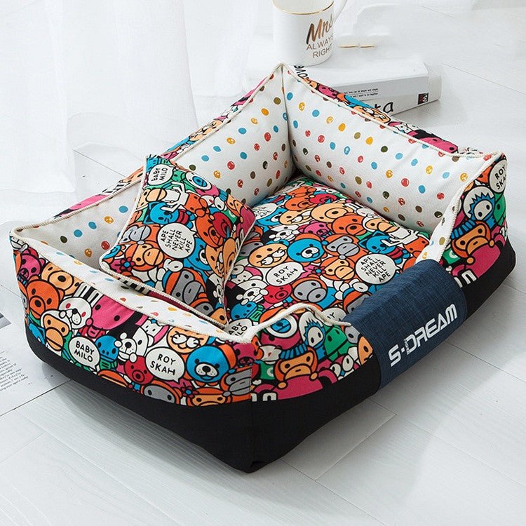 New House Pet Nest Mat – Comfortable Waterproof Dog & Cat Bed with Fun Prints - 0