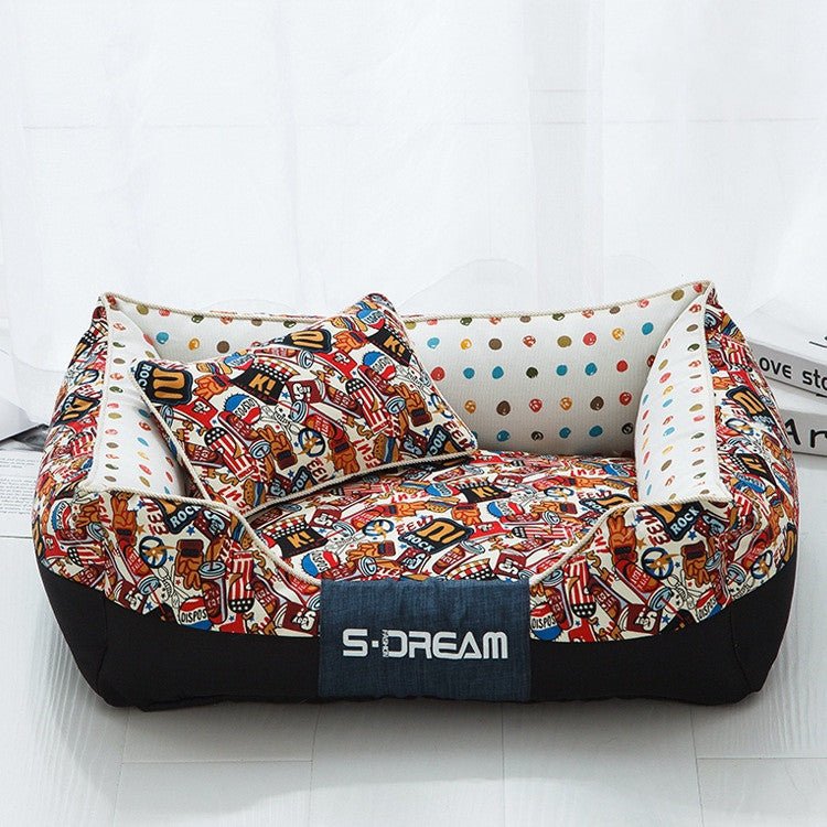 New House Pet Nest Mat – Comfortable Waterproof Dog & Cat Bed with Fun Prints - 0