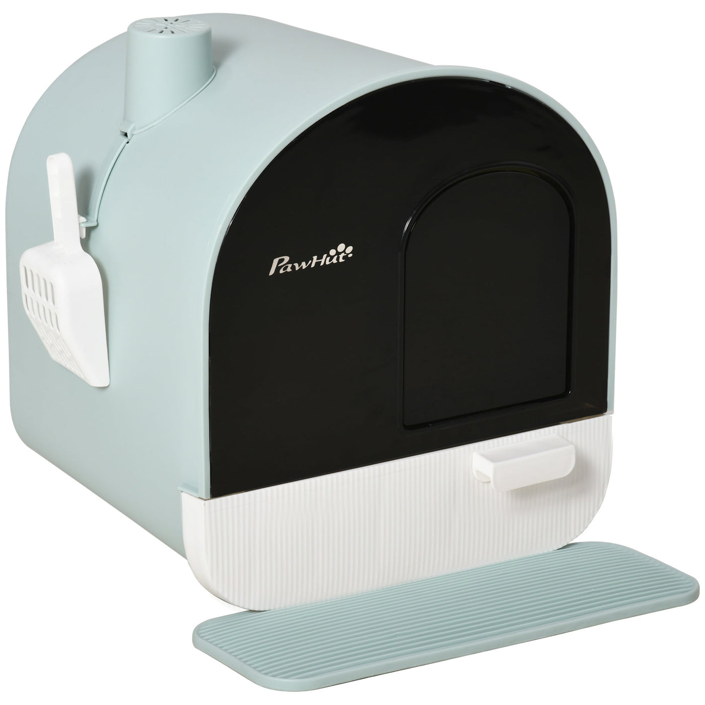 PawHut Enclosed Cat Litter Box with Lid, Tray, Spoon & Strainer – Odor Control, Easy Clean, Green (17"x17"x18.5") - 0