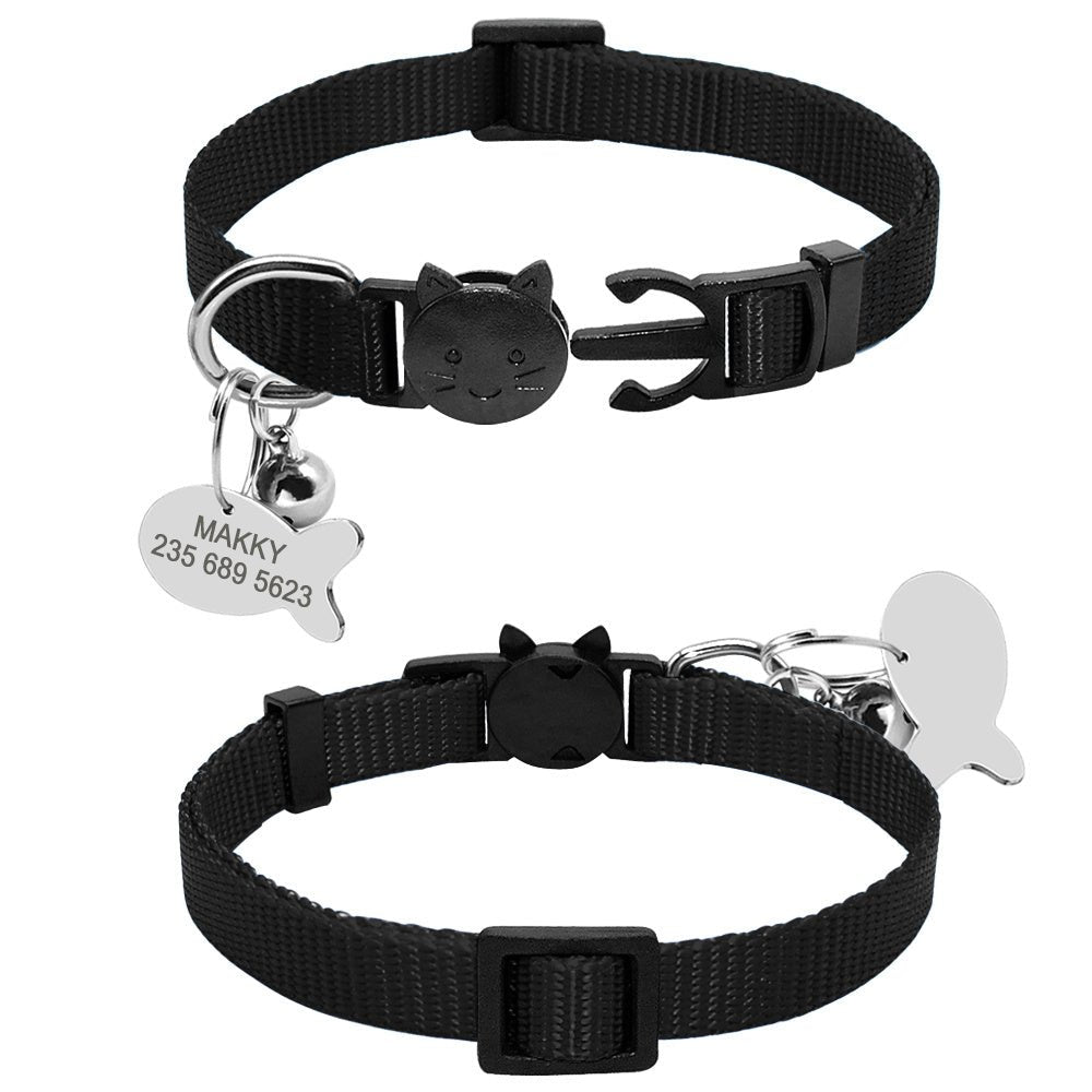 Personalized Breakaway Cat Collar with ID Tag & Bell – Adjustable Safety Nylon Collar - 7