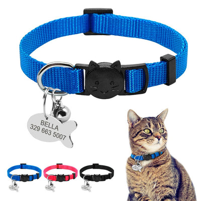 Personalized Breakaway Cat Collar with ID Tag & Bell – Adjustable Safety Nylon Collar - 7
