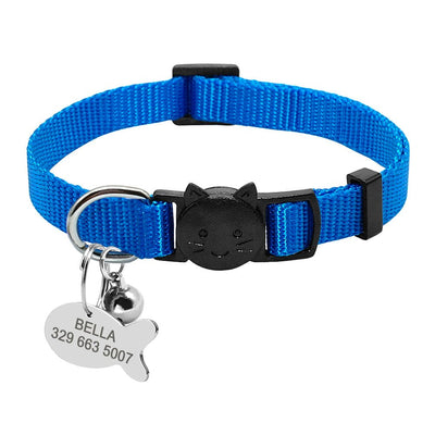 Personalized Breakaway Cat Collar with ID Tag & Bell – Adjustable Safety Nylon Collar - 7