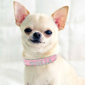 Personalized Rhinestone Cat & Small Dog Collar – Custom PU Leather with Name & Charm - 7