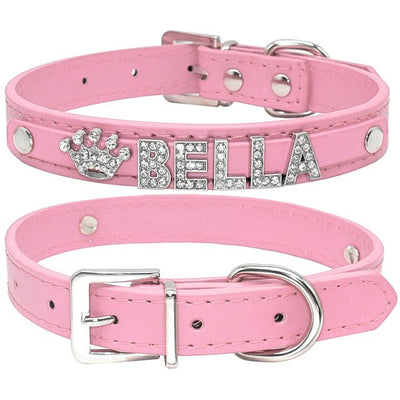 Personalized Rhinestone Cat & Small Dog Collar – Custom PU Leather with Name & Charm - 7