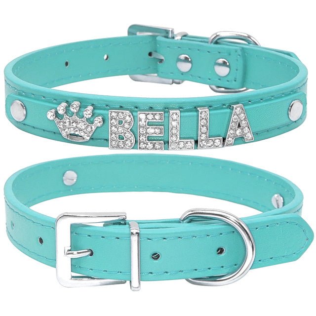 Personalized Rhinestone Cat & Small Dog Collar – Custom PU Leather with Name & Charm - 7