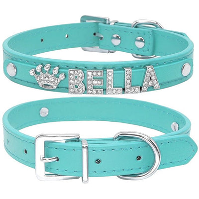 Personalized Rhinestone Cat & Small Dog Collar – Custom PU Leather with Name & Charm - 7