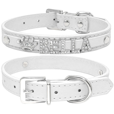 Personalized Rhinestone Cat & Small Dog Collar – Custom PU Leather with Name & Charm - 7