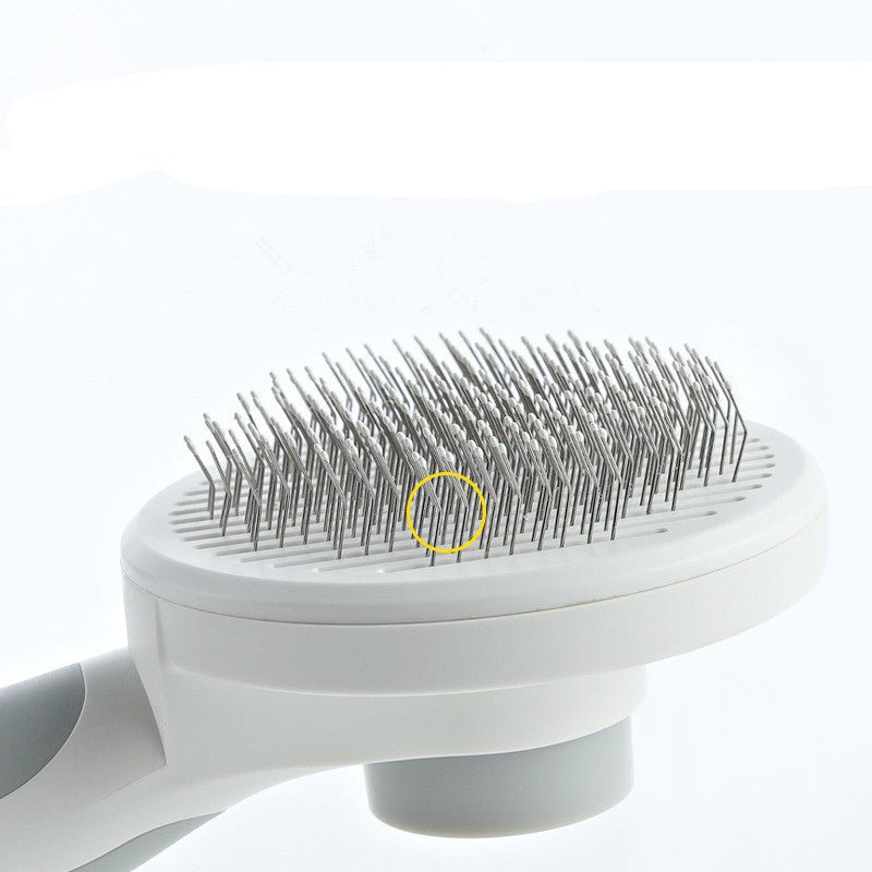 Pet Grooming Comb with Round Handle – 135° Stainless Steel Needle, One - Click Self - Cleaning, Knot & Fur Removal Brush - 0