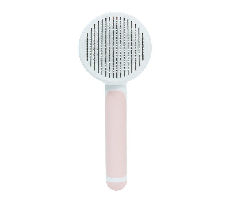 Pet Grooming Comb with Round Handle – 135° Stainless Steel Needle, One - Click Self - Cleaning, Knot & Fur Removal Brush - 0