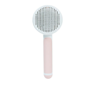 Pet Grooming Comb with Round Handle – 135° Stainless Steel Needle, One - Click Self - Cleaning, Knot & Fur Removal Brush - 0