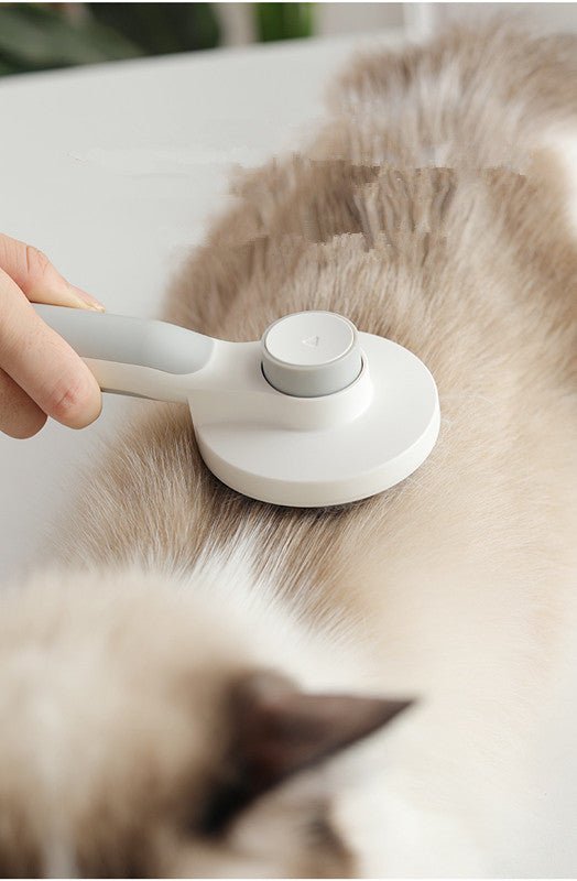 Pet Grooming Comb with Round Handle – 135° Stainless Steel Needle, One - Click Self - Cleaning, Knot & Fur Removal Brush - 0