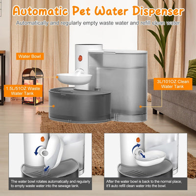 Smart Pet Water Fountain – Automatic 3L Cordless Rechargeable Cat & Dog Water Dispenser with Adjustable Timer & Volume - 0