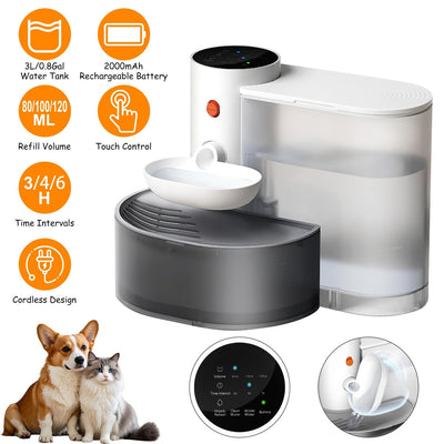 Smart Pet Water Fountain – Automatic 3L Cordless Rechargeable Cat & Dog Water Dispenser with Adjustable Timer & Volume - 0