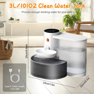 Smart Pet Water Fountain – Automatic 3L Cordless Rechargeable Cat & Dog Water Dispenser with Adjustable Timer & Volume - 0