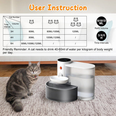 Smart Pet Water Fountain – Automatic 3L Cordless Rechargeable Cat & Dog Water Dispenser with Adjustable Timer & Volume - 0