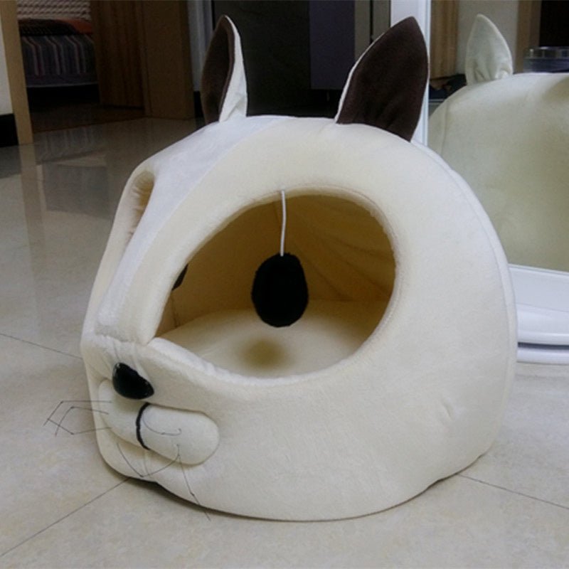 Soft Plush Cat Bed – Machine Washable Pet Bed with Artificial Short Plush Lining (16.5×15.7×14.5 in) - 0
