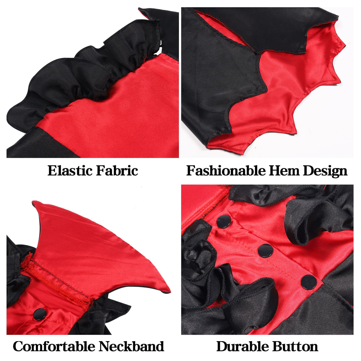 Spooky Cat Halloween Vampire Costume – Soft Polyester, Two - Leg Outfit (M & L) - 0