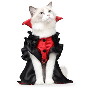 Spooky Cat Halloween Vampire Costume – Soft Polyester, Two - Leg Outfit (M & L) - 0