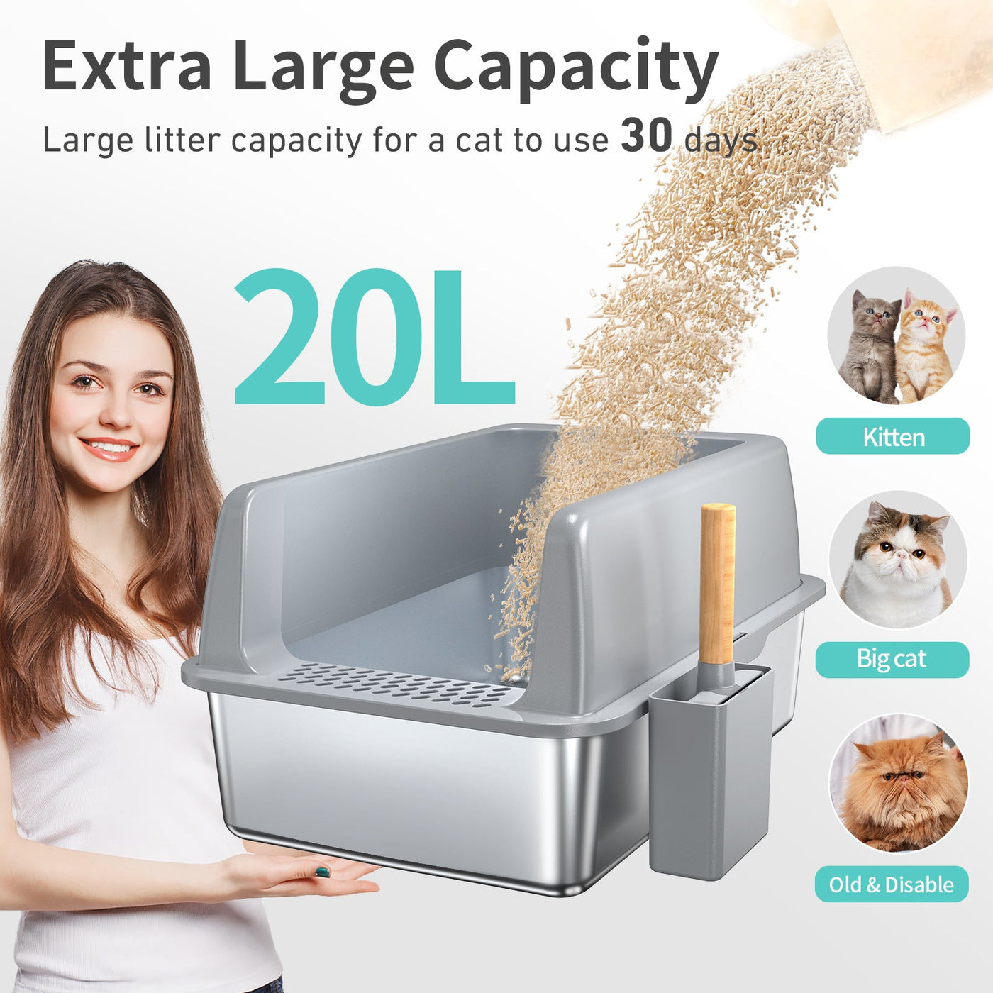 Stainless Steel Cat Litter Box - 0