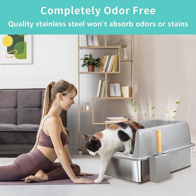Stainless Steel Cat Litter Box - 0