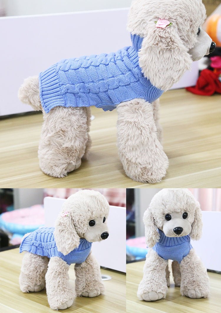 Twisted Rope Wool Dog Sweater – Warm Winter Knit Pet Pullover (XS–XL) - 0