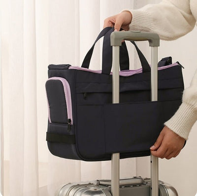 Warm Large - Capacity Pet Crossbody Bag – Multi - Purpose Nylon Carrier with Poop Bag & Pillow (Khaki/Yellow & Navy/Purple) - 0