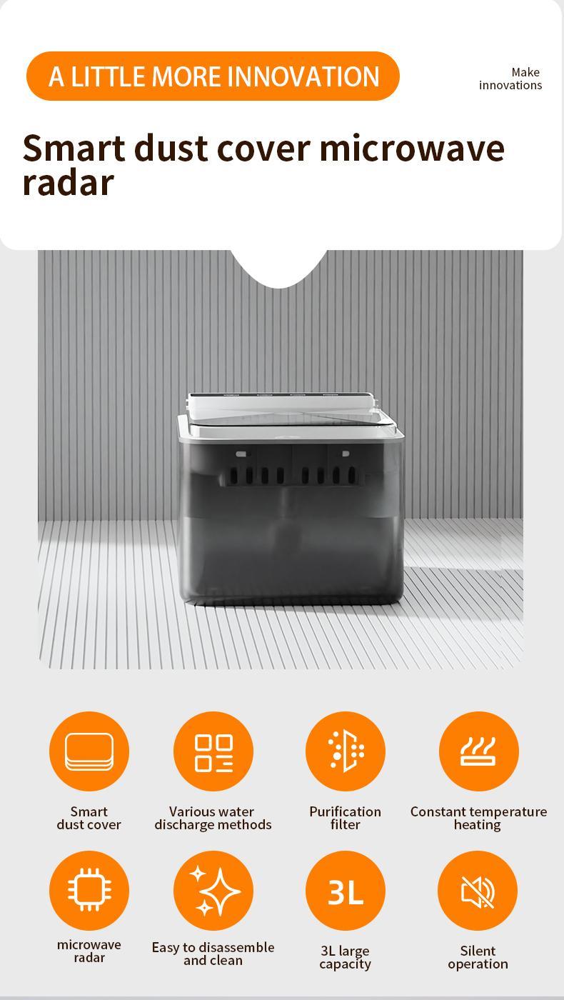 Wireless Stainless Steel Cat Water Fountain – Automatic Induction, Battery Operated, 3L Large Capacity - 0