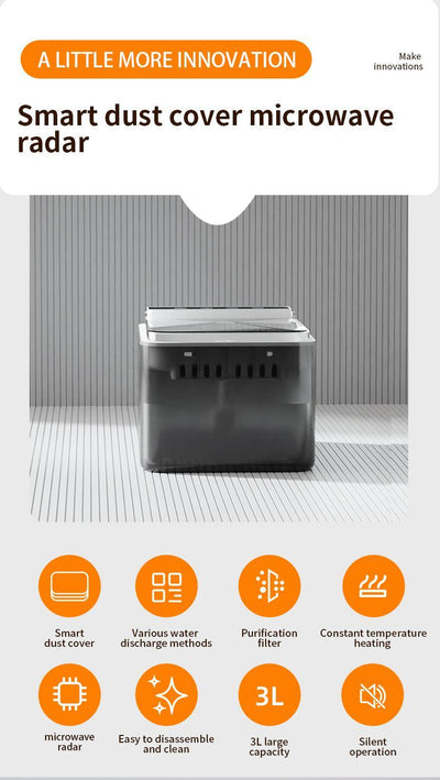 Wireless Stainless Steel Cat Water Fountain – Automatic Induction, Battery Operated, 3L Large Capacity - 0