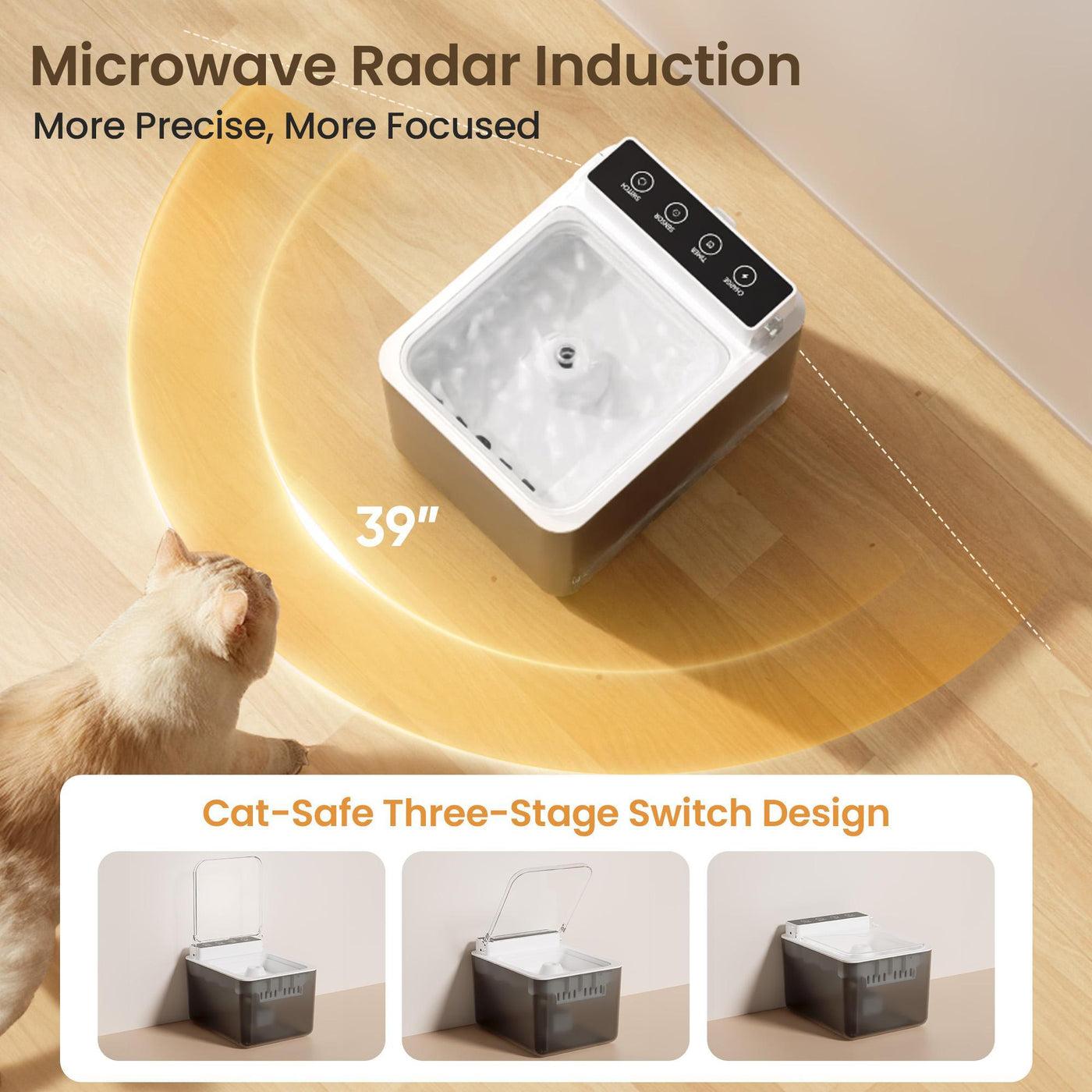 Wireless Stainless Steel Cat Water Fountain – Automatic Induction, Battery Operated, 3L Large Capacity - 0