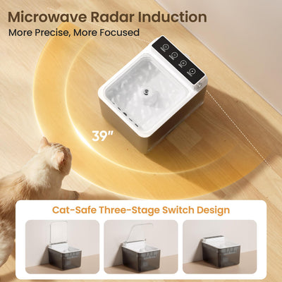 Wireless Stainless Steel Cat Water Fountain – Automatic Induction, Battery Operated, 3L Large Capacity - 0