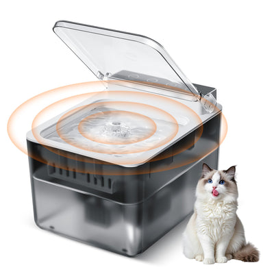 Wireless Stainless Steel Cat Water Fountain – Automatic Induction, Battery Operated, 3L Large Capacity - 0